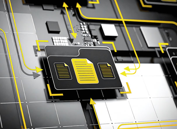 imagem abstrata de um chip, preto e amarelo