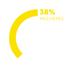 No gráfico mostra a composição da sociedade em 2022 com 22 por cento de mulheres e 62 por cento de homens